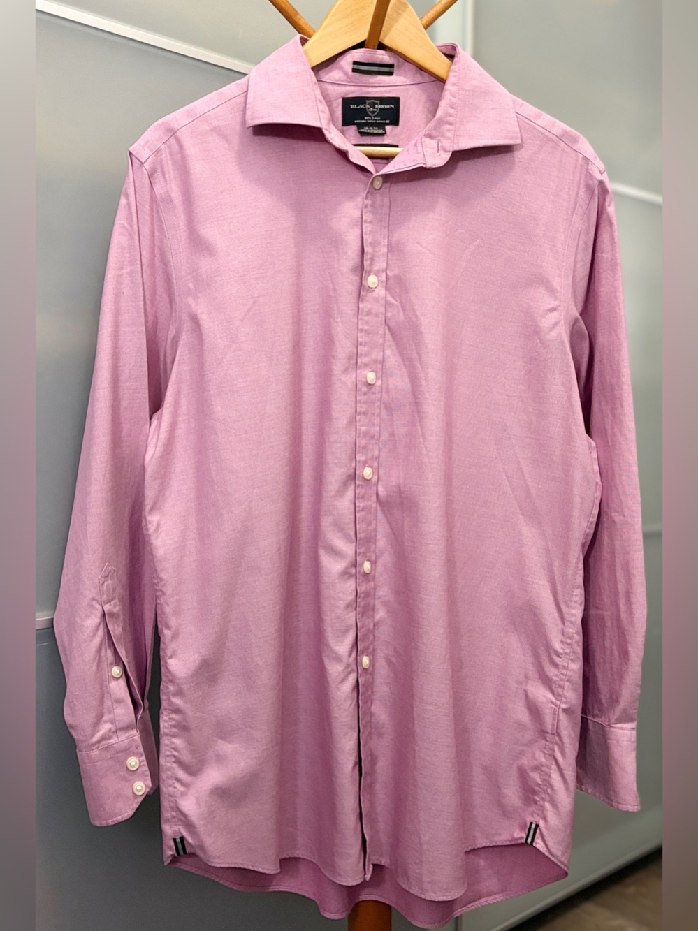 Black Brown 1826 Pink Egyptian Cotton Fitted Dress Shirt 16.5 34 Non Iron